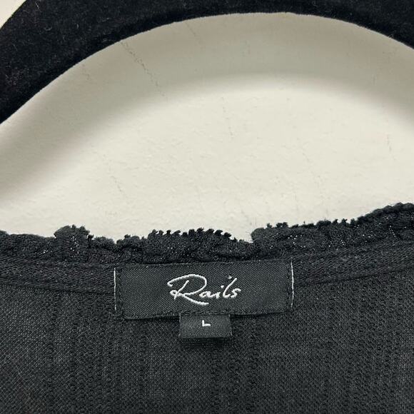 Rails Everly Black Textured Linen Blend Long Sleeve Shirt Dress Women's L - Picture 4 of 7